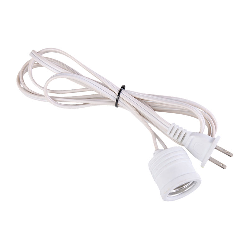 سلك تمديد الطاقة لمقبس المصباح E27 مع قابس تيار متردد ثنائي الشق FP-740
